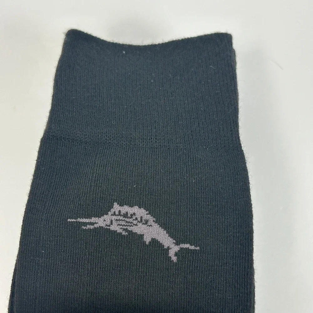 Tommy Bahama Mens 6 Pair Crew Socks Black Flamingo Palm Tree Marlin One‎ Size